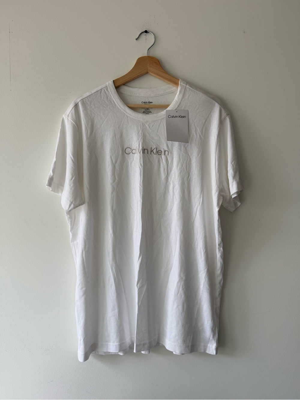 Calvin Klein White Crew Neck T-Shirt with Subtle Logo